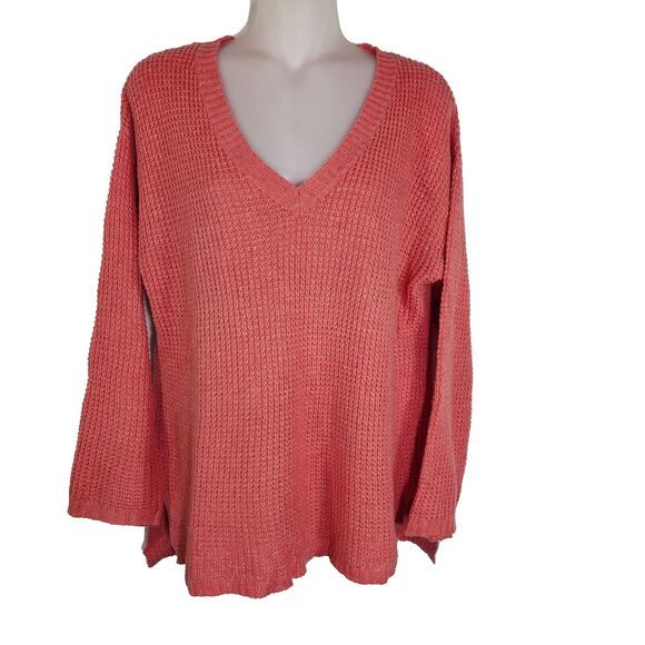 J. Jill Womens Sweater Size XS Pink Knit V Neck Wool Blend Yak Hair Textured - Picture 1 of 9
